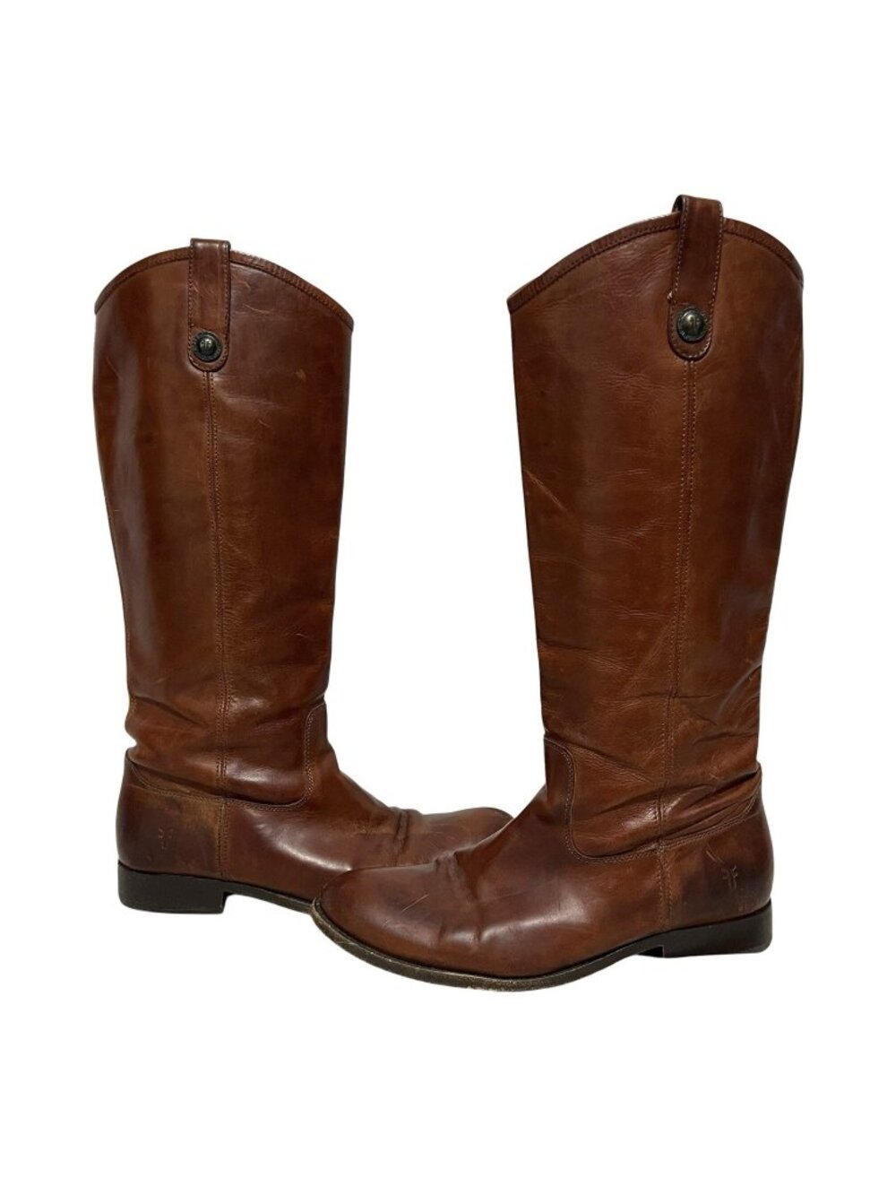 Frye Melissa Button Brown Leather Tall Riding Boots 77167 Womens Size 10 B